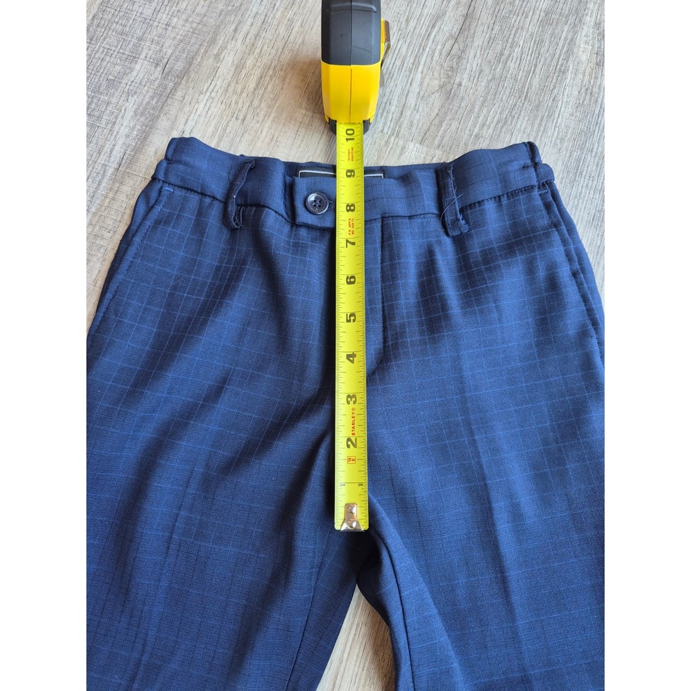 Andrew Fezza Boys Navy Blue Windowpane Plaid 3 Piece Suit Set Size 4 - Picture 12 of 13